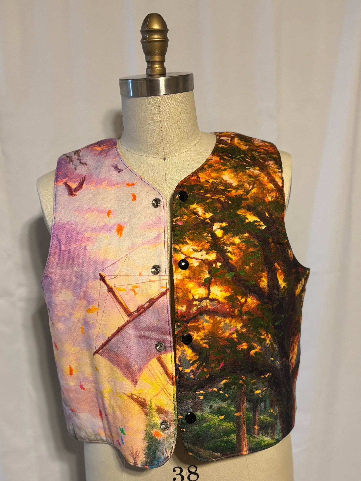 Disney Inspired Quilted Thomas Kinkade Fabric Panel Vest