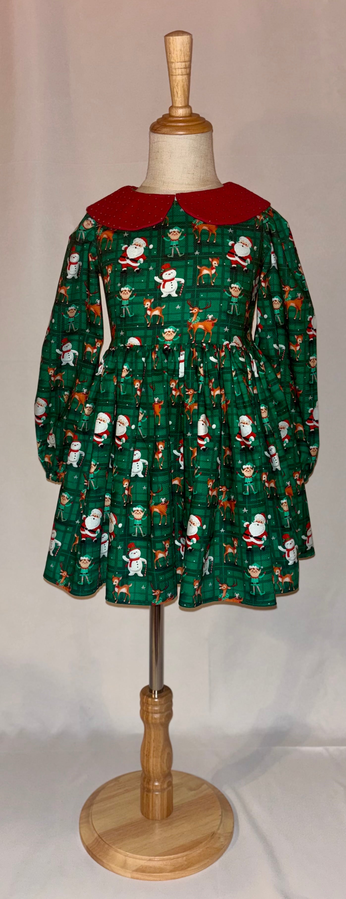sears christmas dresses Sears Size 9 Dress Red Green Plaid Long Sleeve Tie Back Puff Sleeve Christmas